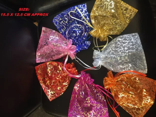 10/25/50 Organza gift Wedding Favour Pouches Jewellery Mesh Party Drawstrin Bags