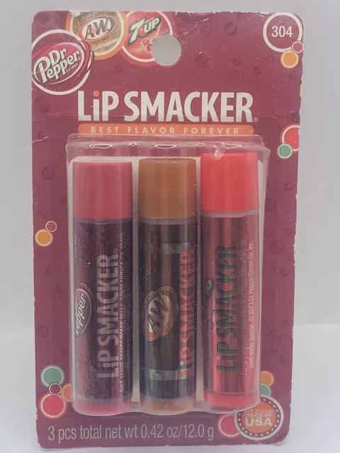 Bonne bell lip Smacker Balm Dr. Pepper, 7UP, A &W Root Beer 3 Pack New In Box