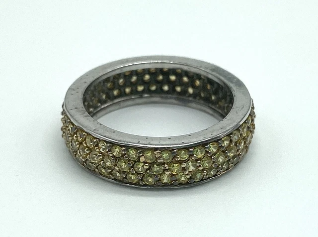 Vintage CWE Charles Winston Canary Yellow CZ Eternity Band Women’s Ring Size 6