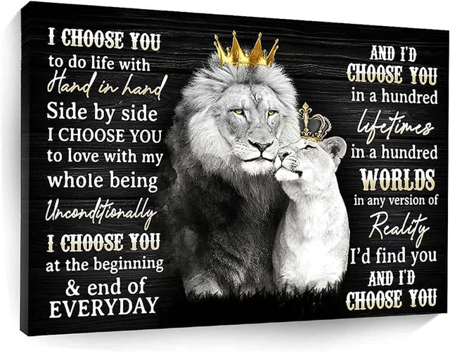 THE LION KING and Queen with Crown Wall Art African Wild Animals Canvas ...