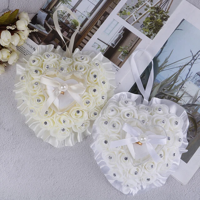 Anello Cuore Rose Cuscino Anelli Matrimonio Cuscino Sposa Fasce Matrimonio Ha *t~