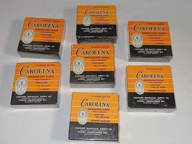 7 Unopened Boxes NOS Carolina Standard Microscope Slides #63