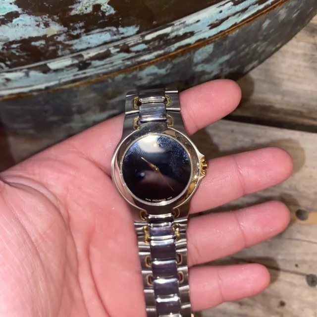 MOVADO MUSEUM TWO TONE Watch 81 G1 1898 Stainless Black Gold
