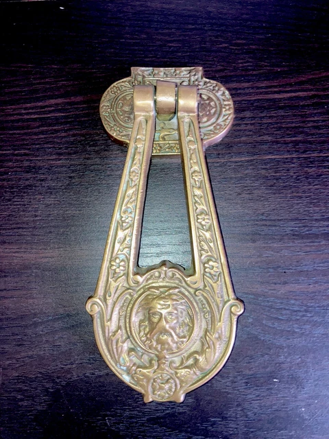 Antique Vintage VICTORIAN Old Brass Man Door Knocker