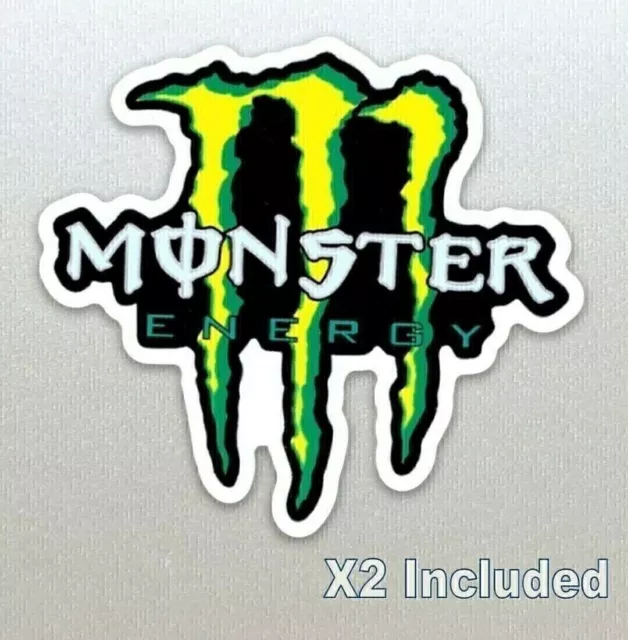 2 X Monster Energy Racing Callout Stickers (10cm) Car, Motor X Bike, Boards etc.