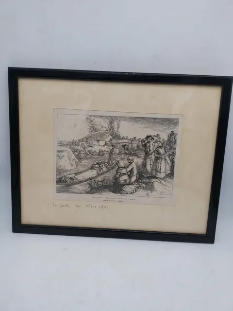 Enterrement au marais vendéen .1901. A. Lepère . Eau forte