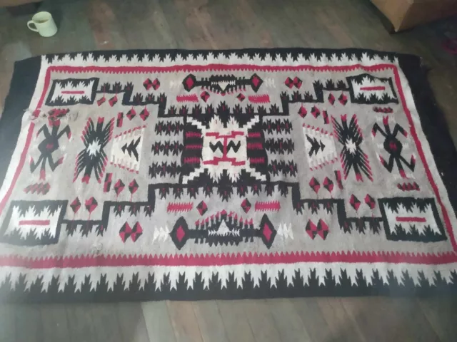 Early 20th Century Antique Klagetoh Navajo Storm Style Rug) Blanket 51x80