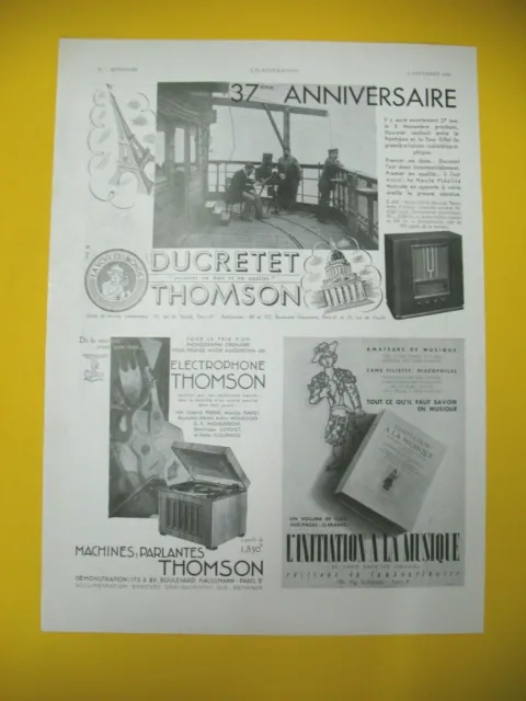DUCRETET THOMSON ELECTROPHONE RADIO 37th ANNIVERSARY 1935 PRESS RELEASE