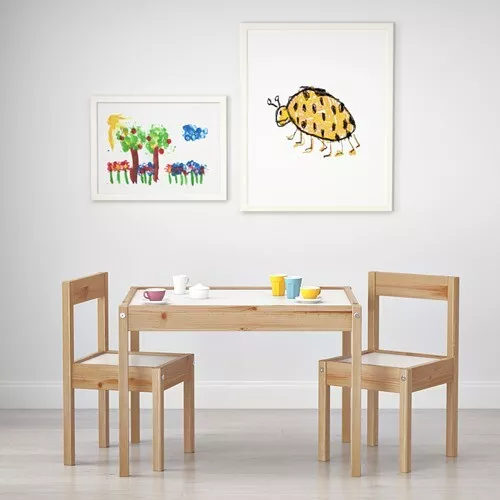 New Ikea Lätt Children's Table With 2 Chairs White/Pine Latt