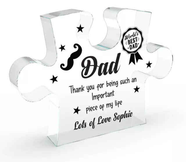 Personalised Gifts for Dad Fathers Day  Birthday Acrylic Plaque Puzzle Shape