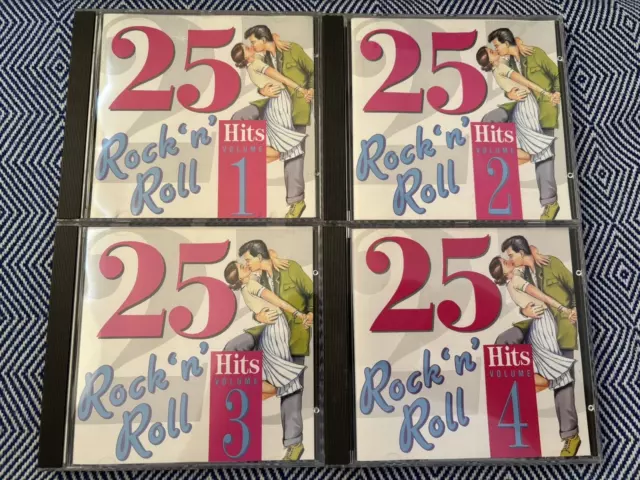 25 Rock N Roll Hits Vol 1 2 3 & 4 CDs mcps Records 1980s Nearly 4 hours of hits