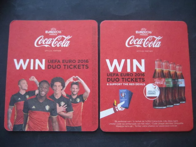 Posavasos COCA-COLA  COKE. FUTBOL UEFA EUROCOPA 2016 FRANCE Nº1