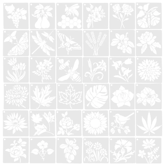 36 un. plantillas para pintar plantillas de pintura de flores de plantas
