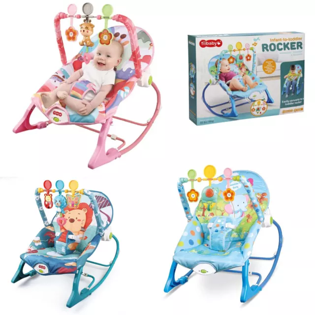 Baby Infant To Toddler Bouncer Rocker Swing Chair Soft Soothing Vibration Toys