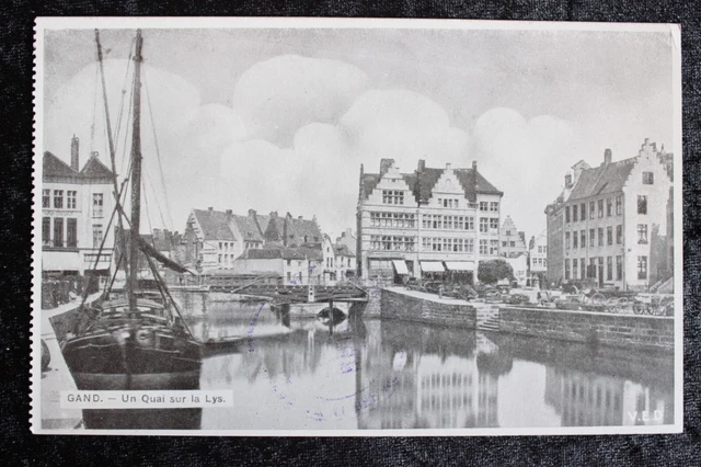 Postkarte Ansichtskarte Lithografie Belgien Gand Schiff (M)
