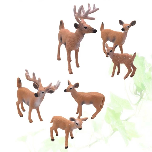 6 Pcs Décoration De Statue Cerf Figurines D'animaux La Forêt Bureau