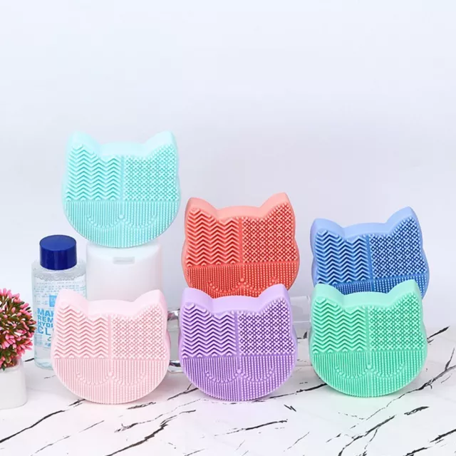 Portable Washing Brush Pad Silicone Make Up Tool Scrubber Box  Women