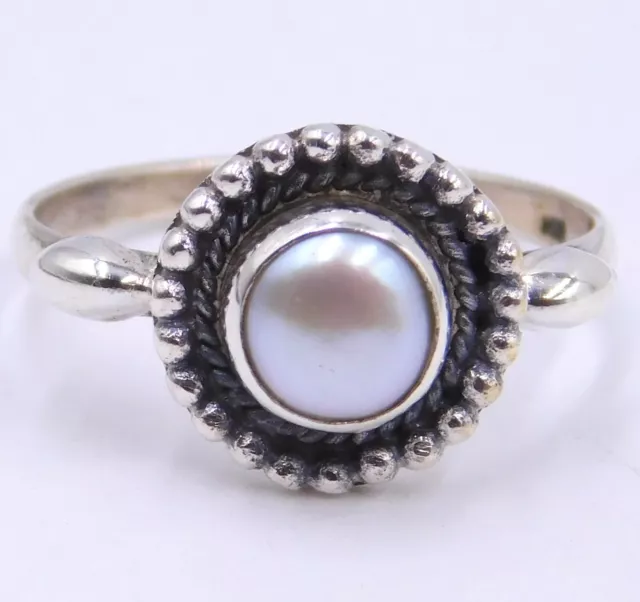 2 GM 925 Argent Sterling AAA Naturel Perle Cab Pierre Fin Bague 6.75 USA M-2184