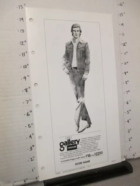 HAGGAR 1976 MEN'S clothing sales ad sheet GALLERY Western style leisure ...