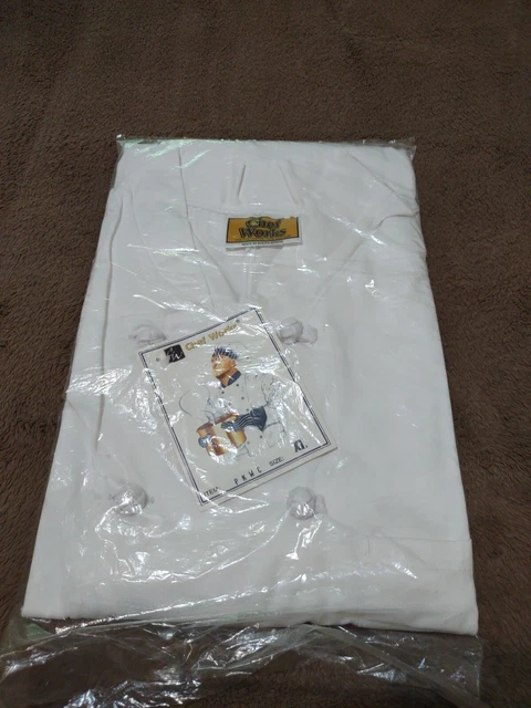 Chef Works  chefs Jacket white XL poly/cotton NIP cloth knot buttons