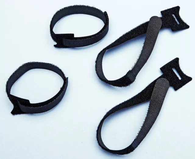 10 Cord & Cable WRAPS 10" Hook Loop BLACK Nylon Fasteners 10 inch Ties Straps
