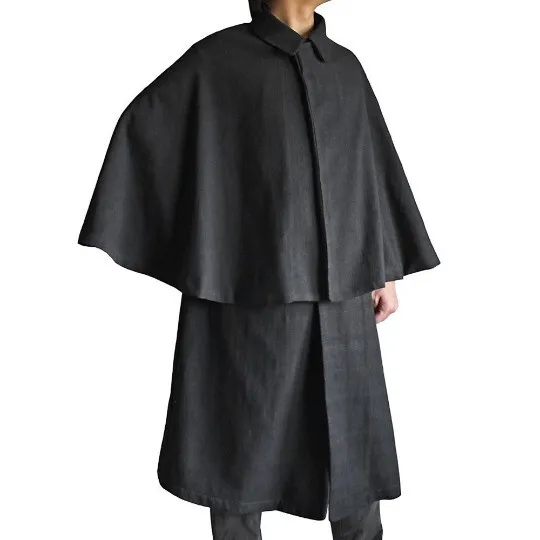 Men's  Inverness Cape - 100% wool, Halloween black coat, gothic black coat