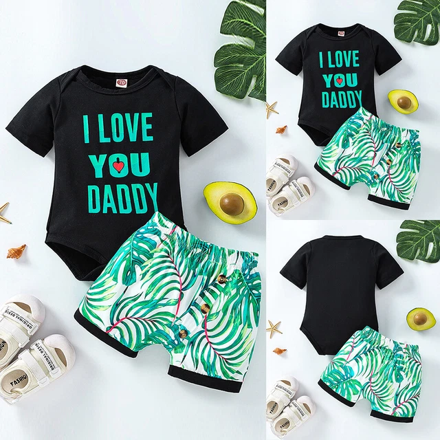 2PCS Newborn Baby Boys Print Short Sleeve Romper+Shorts Sets Infant Outfits AU