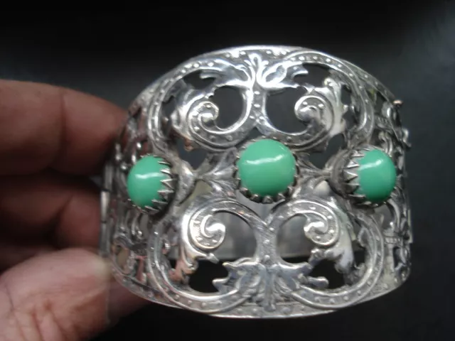 Bracelet argent massif silver ancien Berbère Kabyle, Pierres dures BENI YENNI