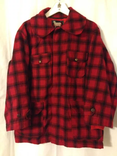Vintage 1950's/1960's Woolrich Wool Red Plaid Hunting Jacket Size 44/Large