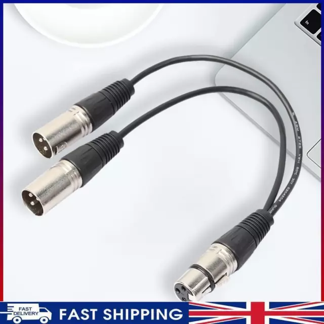 ~ 3P XLR Female Jack to Dual 2 Male Plug Y Splitter Adaptor Cord Cable 1Ft