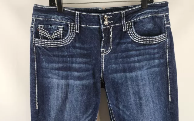 Vigoss Womens The Chelsea Slim Boot Cut Dark Wash Blue Jeans Size 15/16 (36x32) 2