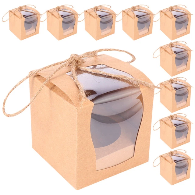 10 piezas caja de golosinas caja de panadería contenedor de cupcakes caja de magdalenas caja de golosinas con ventana