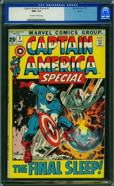 CAPTAIN AMERICA ANNUAL 2 CGC 9.6 BOSTON PEDIGREE 'The Final Sleep' MARVEL 1972
