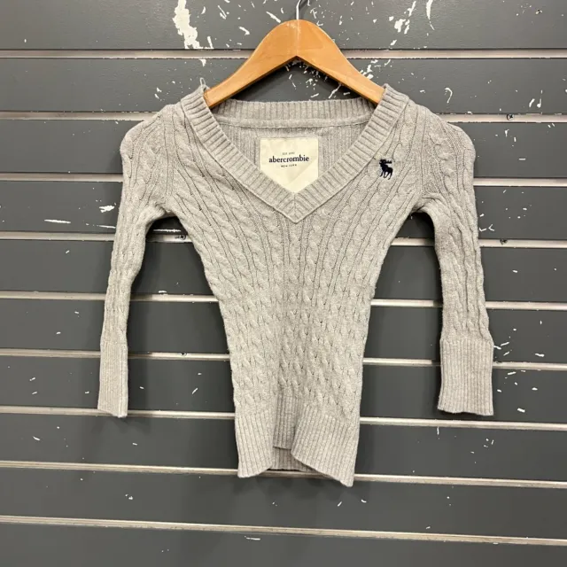 Vtg Abercrombie Kids Sweater Shirt Long Sleeve Gray Girls Sz L