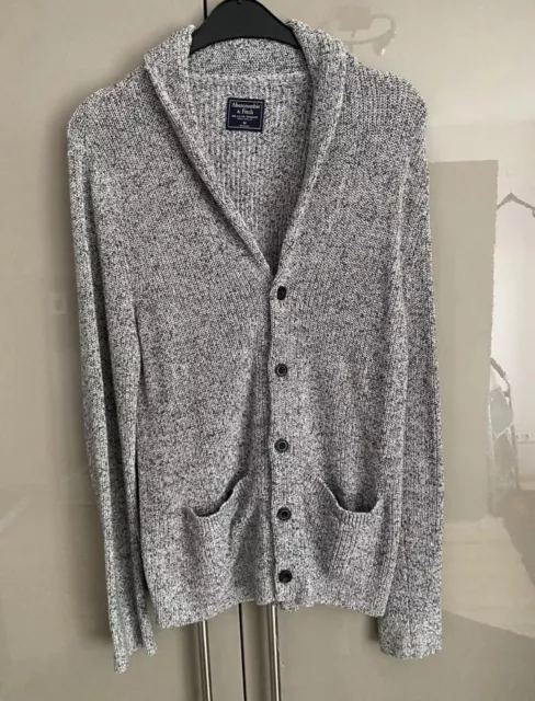 A&F Abercrombie & Fitch Gr. M blau meliert Strick Cardigan jacke Pulli * NP 95€