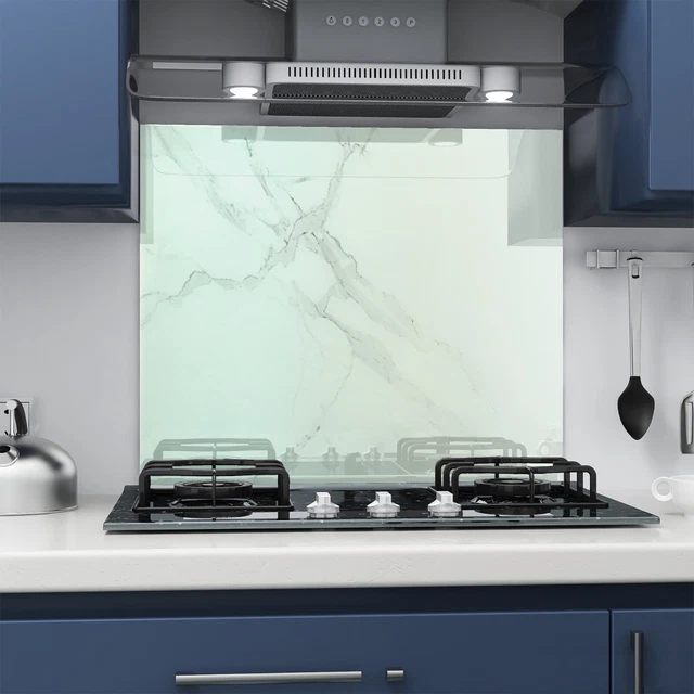 Cocina Splashback BELOFAY Mármol Blanco Verdoso Vidrio Resistente al Calor