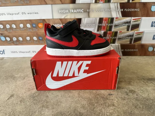 Nike Court Borough Low 2 (TDV) Black/Red/White Toddler Boy's Sneakers-Sz 8C NB