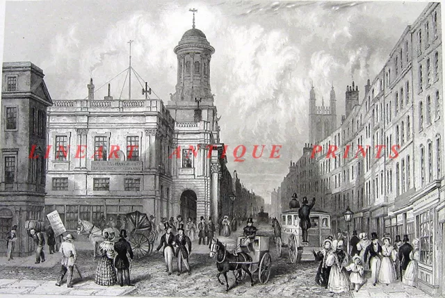 London ROYAL EXCHANGE Cornhill Threadneedle Street ~ 1851 Art Print Engraving