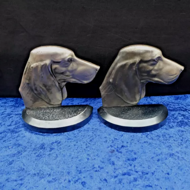 Antique J.b. Jennings Brothers Silverplate Hunting Dog Art Sculpture Bookends