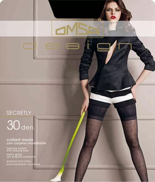 OMSA Collant moda modellante 30 den - calze ricamate da donna - art. SECRETLY