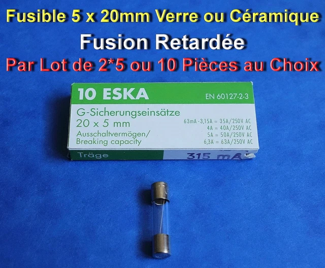 *** Lot Au Choix De 2*5 Ou 10 Fusibles Verre Retardes  5 X 20Mm  ***