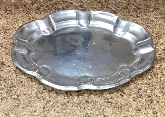 Large Wilton Armetale USA Glossy Fluted Oval Serving Platter Tray about 17 X 12”