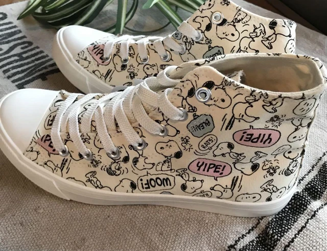 Snoopy whole pattern high cut sneakers L size unused