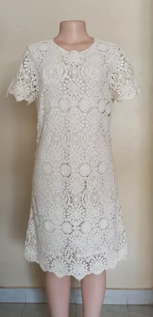 Tory Burch Womens Trixy Ivory Crotchet Dress Size Medium