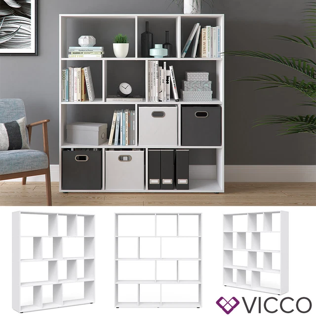 Bibliothèque / Étagère Vicco Fico 6 Niveaux - Blanc Et Sonoma - Séparez La Pièce Avec Style !