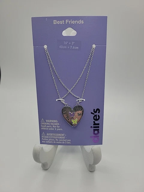 Collana Amicizia BFF - Set 2 Pendenti Cuore Viola Per Migliori Amiche Con Catena 45cm
