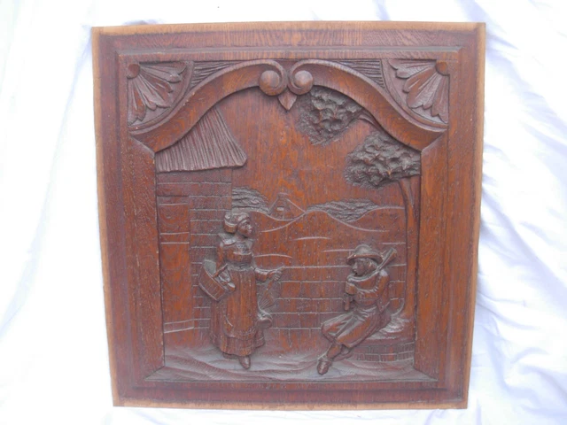 ANTIQUE FRENCH CARVED OAK WOOD PANEL,LATE 19th CENTURY.