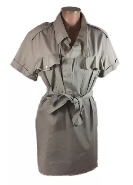 BURBERRY SAFARI SHIRT DRESS Womens UK 8 Beige Cotton Belted Made Italy RRP £895