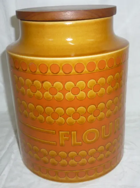 VINTAGE 1970s HORNSEA LARGE CHINA FLOUR CANISTER - Saffron pattern 20cm high