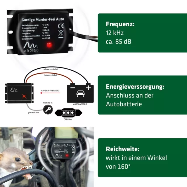 Marderschreck Ultraschall Gardigo® Marderabwehr Auto Marderfrei Kfz Marderschutz 2